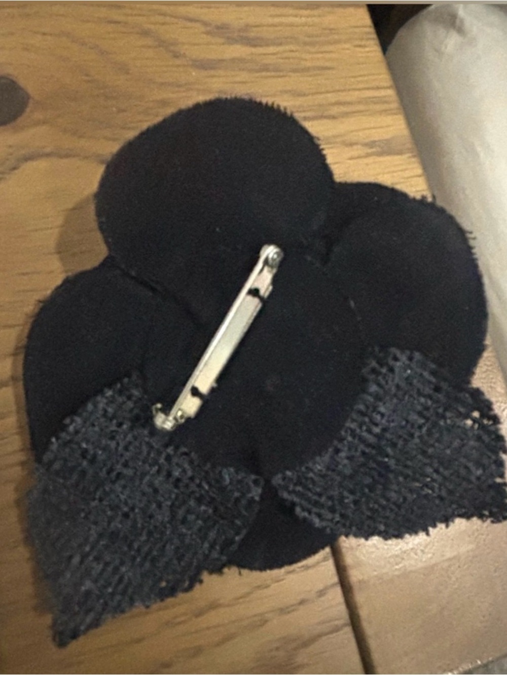 CHANEL Black Fabric Flower Pin Brooch - Picture 2 of 3